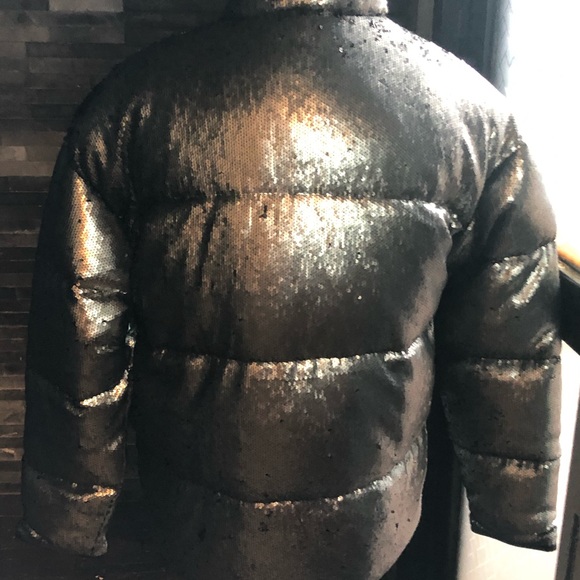 ASOS Silver Sequins Puffer Jacket 3XL - Picture 10 of 12